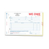 We Owe form for car dealerships; 3-part carbonless form is numbered (optional) and displays company information at the top
