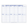 Appointment pad for tracking customer car repair appointments. Designated columns for name, phone, time in, services ordered, and salesman.