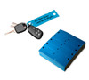 Self-locking arrow key tags – 2-1/4" x 3/4" vinyl tag in blue color
