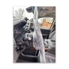 Disposable steering wheel cover back is slit for easy installation.