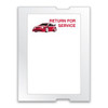 Printable oil change sticker with red car “Return for Service” header, white background