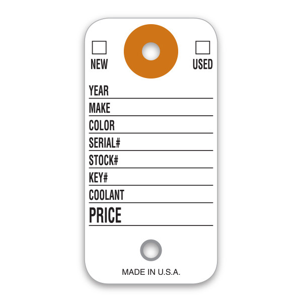 Dealership Key Tags, Two-Eyelet, With Rings