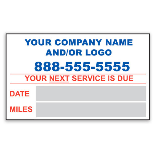 Custom oil change sticker with date and miles
