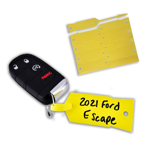 Key tag attached to a car key – automotive dealership use