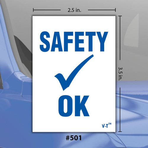 Safety OK Stickers, Blue and White