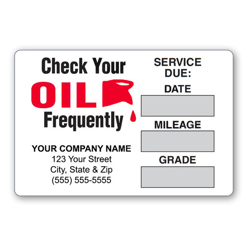 Custom oil change sticker personalized with you company info