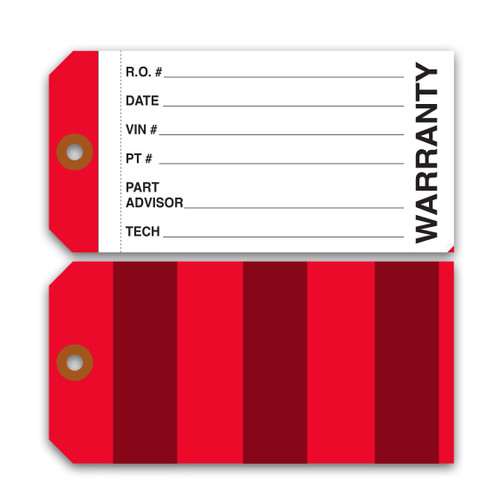 Warranty Parts Tag, 2-part with Adhesive Backing