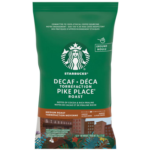 Starbucks Pike Place Decaf Ground Coffee portion pack 2.5 oz