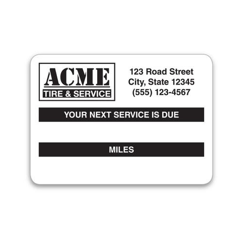 Custom service reminder stickers with logo, for use with printer