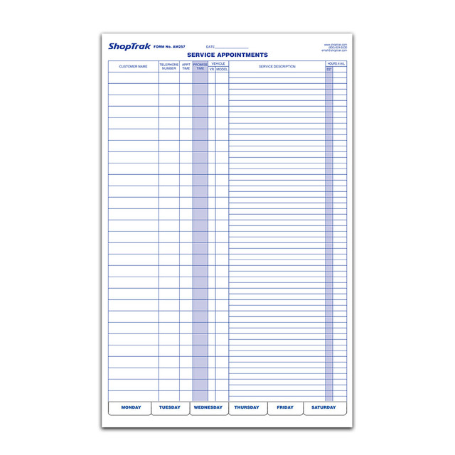 Appointment Pads For Auto Repair Service | Service Advisor Route Sheets