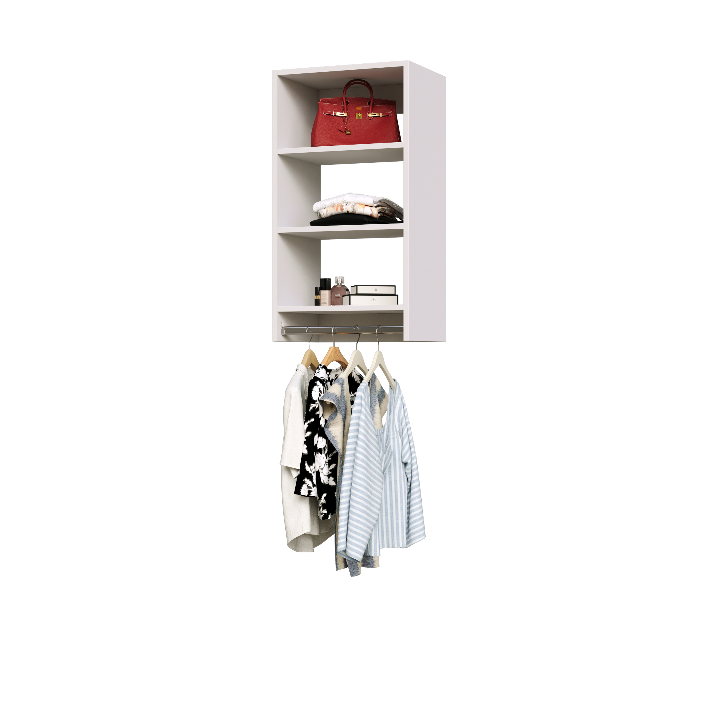 Vista Medium Hanging — White (Mod-U-Luxe Viva LHW24 stand-in; one rod + one shelf)