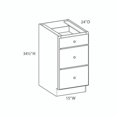Barcelona Assembled 15 in. W x 34.5 in. H x 24 in. D Plywood Drawer Base Cabinet in Painted White | Express Kitchens