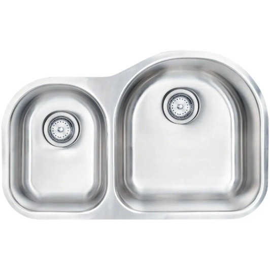 SIN-18-DBLBWL-4060-3120 18Gauge Stainless Steel Undermount D-Shape Bowl Sink (Small Bowl On Left)