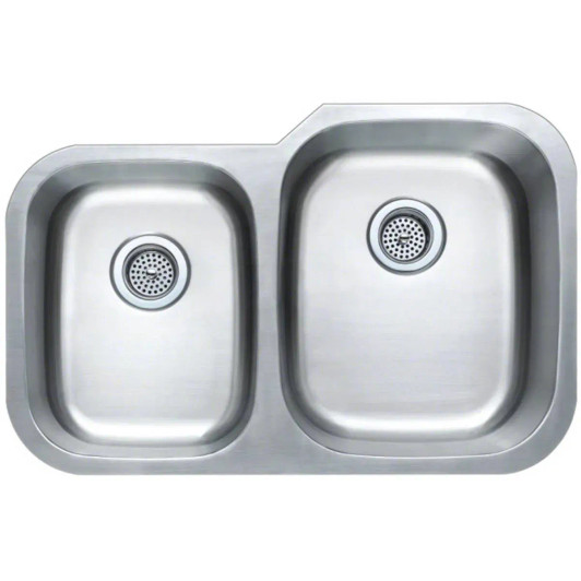 SIN-18-DBLBWL-4060-3120S 18Gauge Stainless Steel Undermount Offset Double Bowl Sink (Small Bowl On Left)