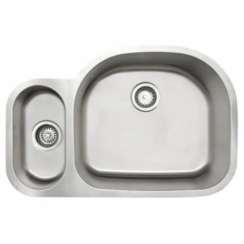 S653R - 33 x 21 x 5.5/9 x 18Guage Under-mount Offset Double Bowl W-33-L21-D-5-1/2-9
