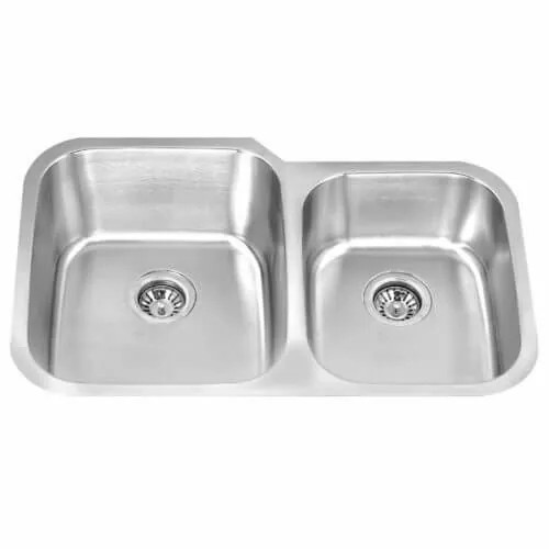 S655 - 31 5/8 x 20 1/2 x 9/8 x 18Guage Under-mount Offset Double Bowl W-31-5/8-L-20-1/2-D-9-8