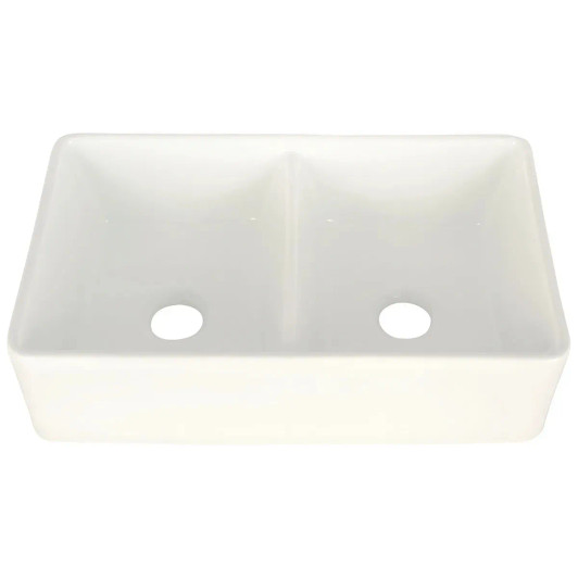 SIN-POR-UDBWH5050-3220FSAF Fireclay Farmhouse White Double Bowl Sink