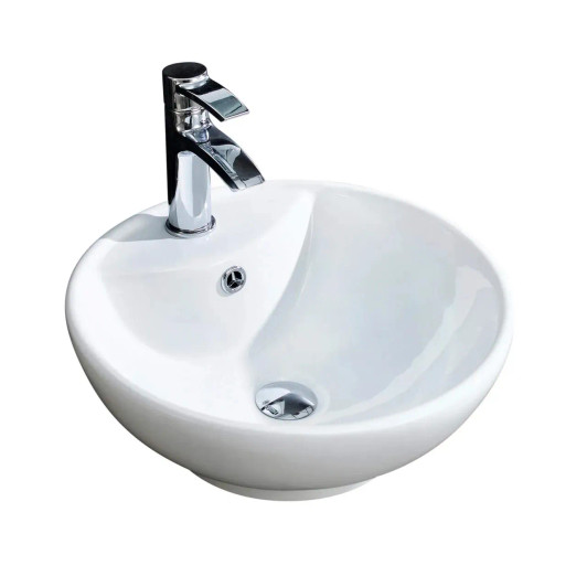 VE1616W - ROUND VESSEL 16 X 16 WHITE SINGLE HOLE