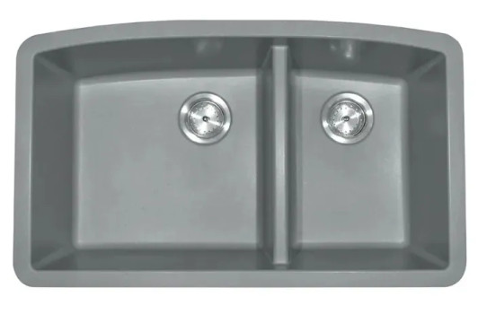 SIN-QTZ-DBLBWL-6040-3219-GRY - UNDERMOUNT GREY QUARTZ DOUBLE BOWL 60/40-3219