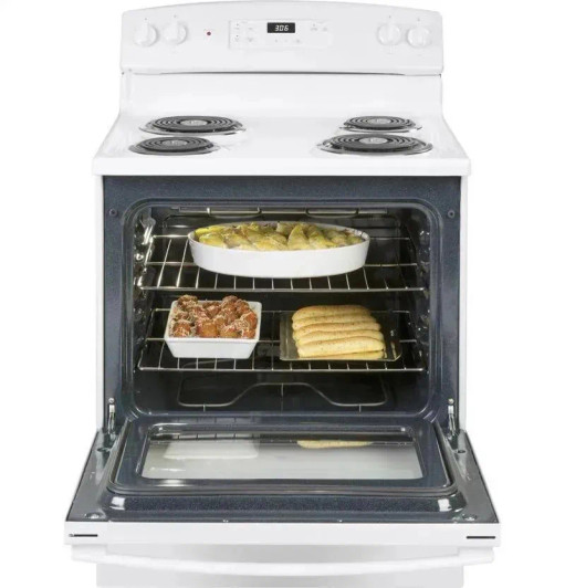 JBS360DMWW - 1A-Ranges Electric White-GE - 30" ELECTRIC COIL RANGE- MANUAL CLEAN OVEN - WHITE