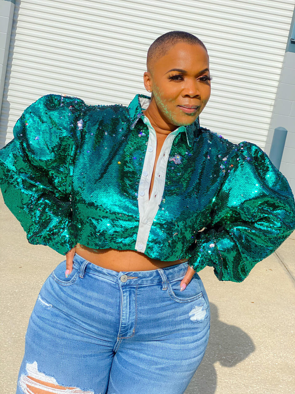next teal sequin top