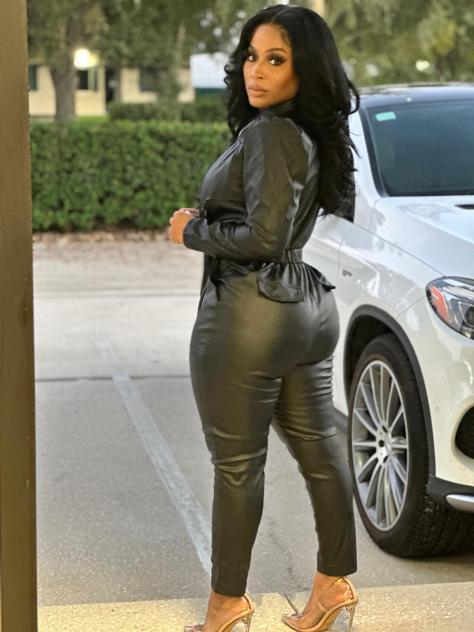 Amelia Leatherette Jumpsuit - House of Tinks