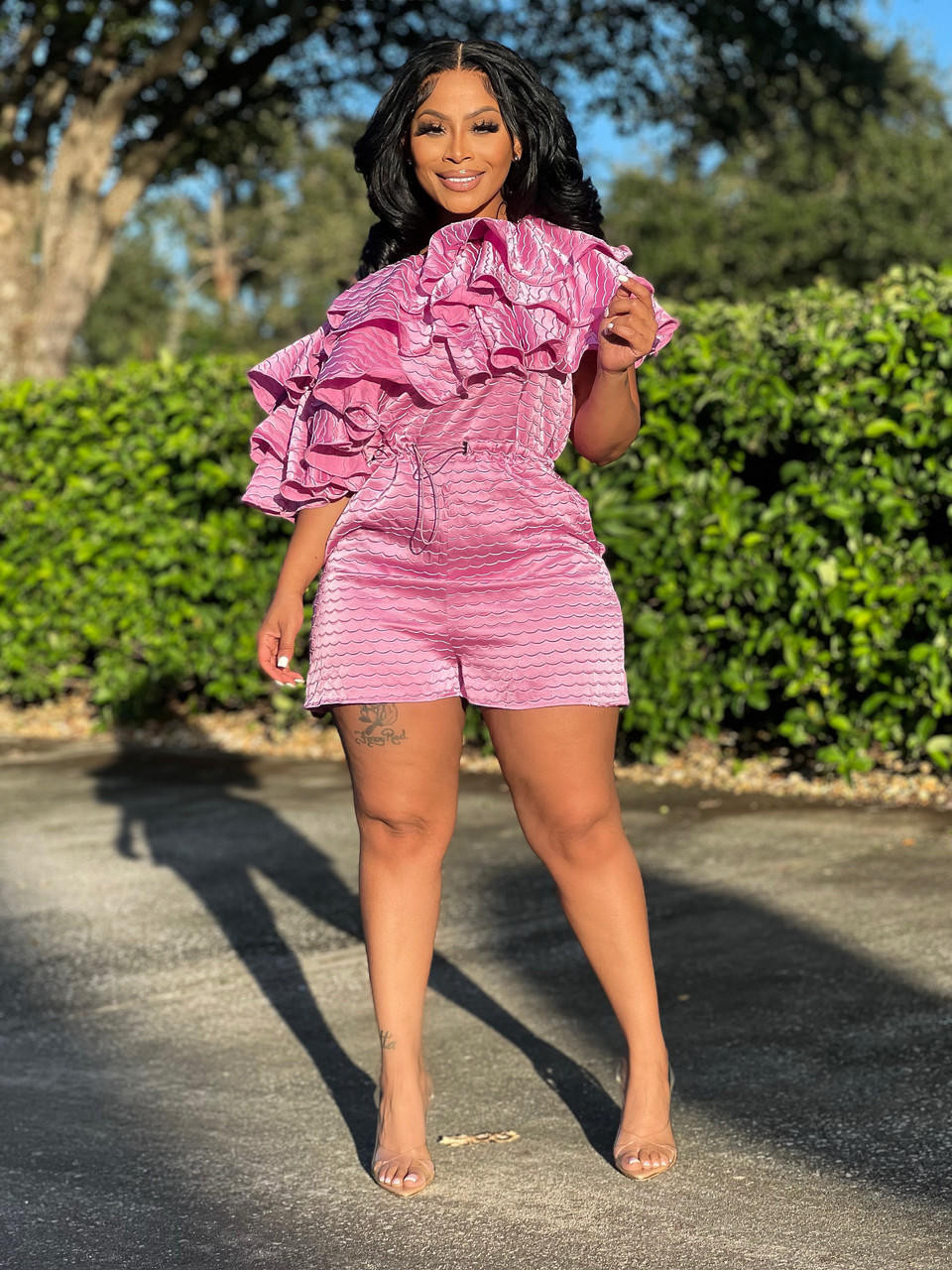 Cold Shoulder Romper Pink - House of Tinks