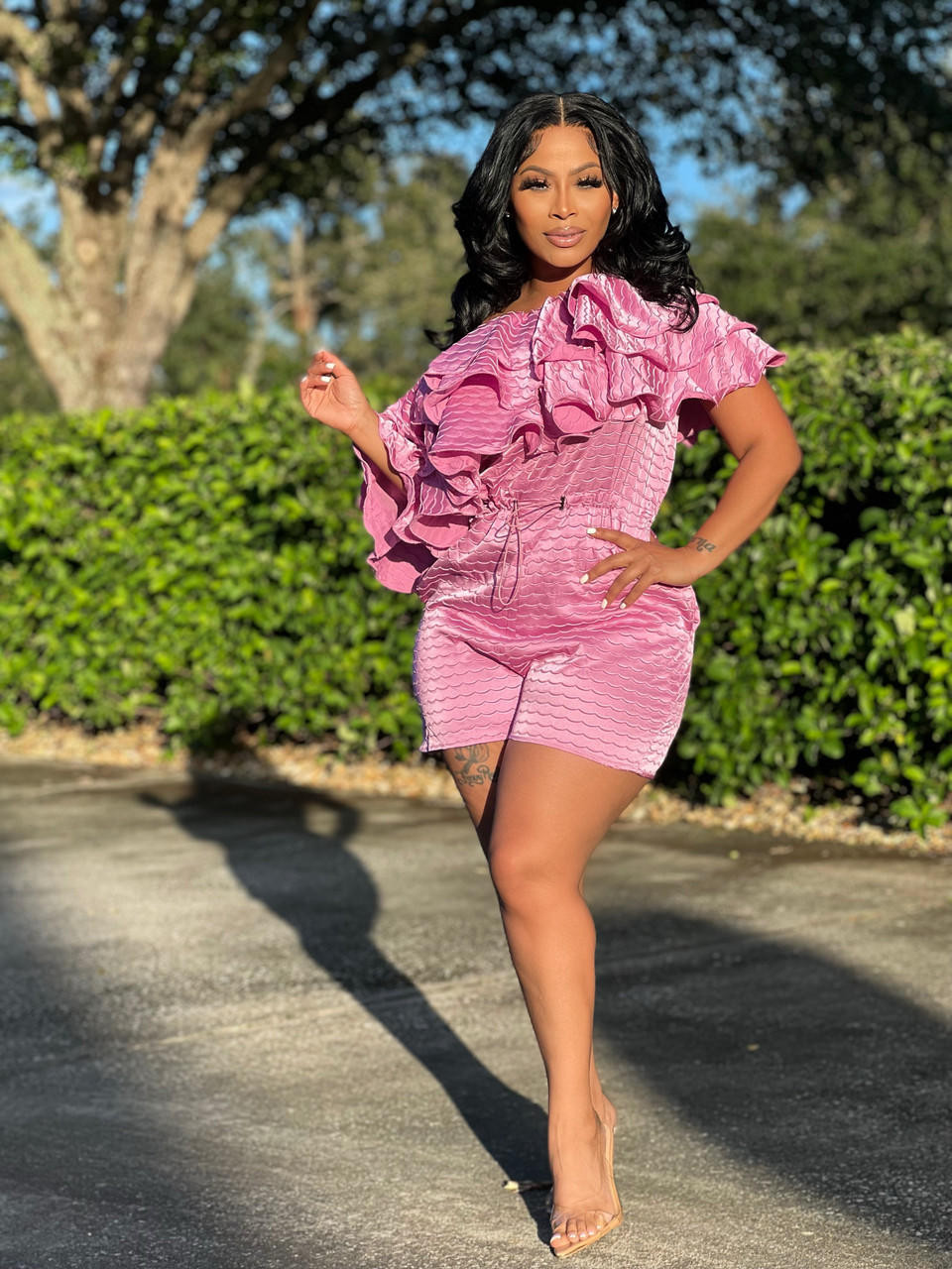 Cold Shoulder Romper Pink - House of Tinks