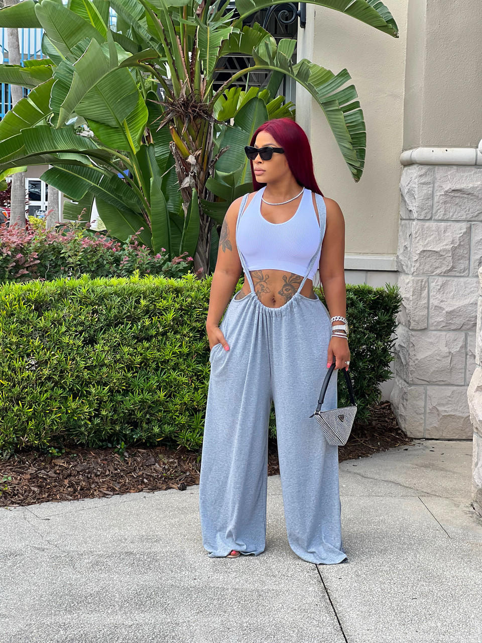 Open Air Wide Leg Jumpsuit Heather Gray - House of Tinks