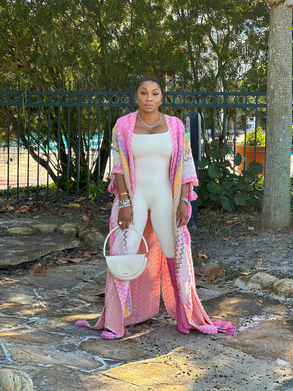 andequal fringe design glitter knit ピンク fringe design gritter knit – andequal