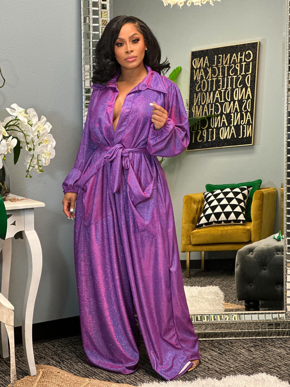 Purple Golden Glimmer Jumpsuit - House of Tinks