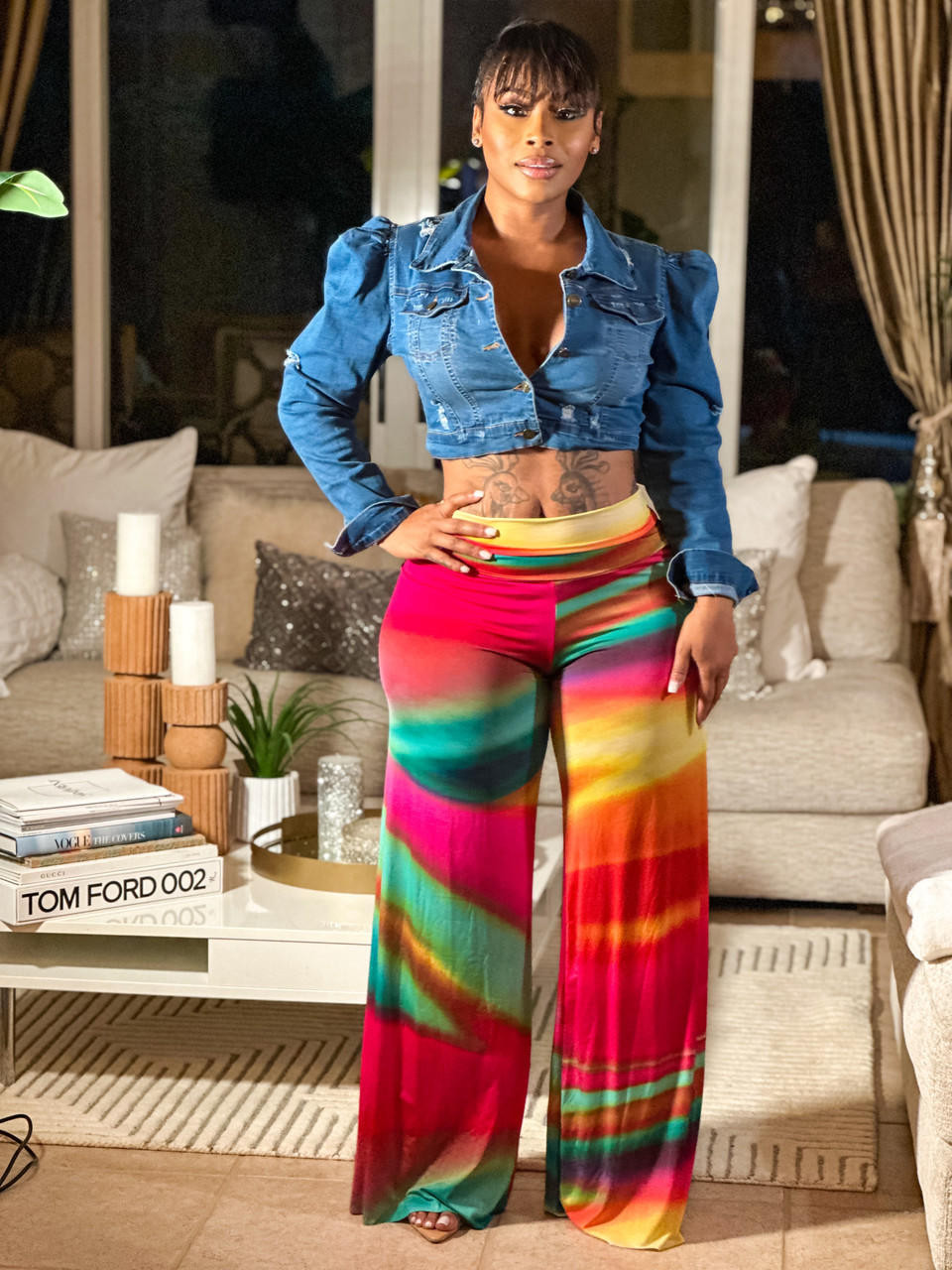 SHALLY AFRICAN PRINT ELASTIC CROP TOP AND PALAZZO PANTS SET