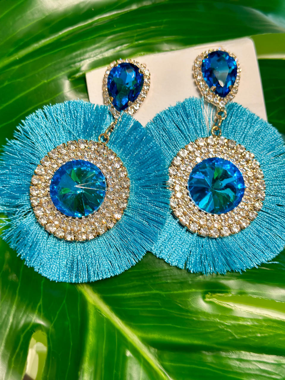 ETHNIC SILVER-TONED PEACOCK SHAPED BLUE RHINESTONE DROP EARRINGS