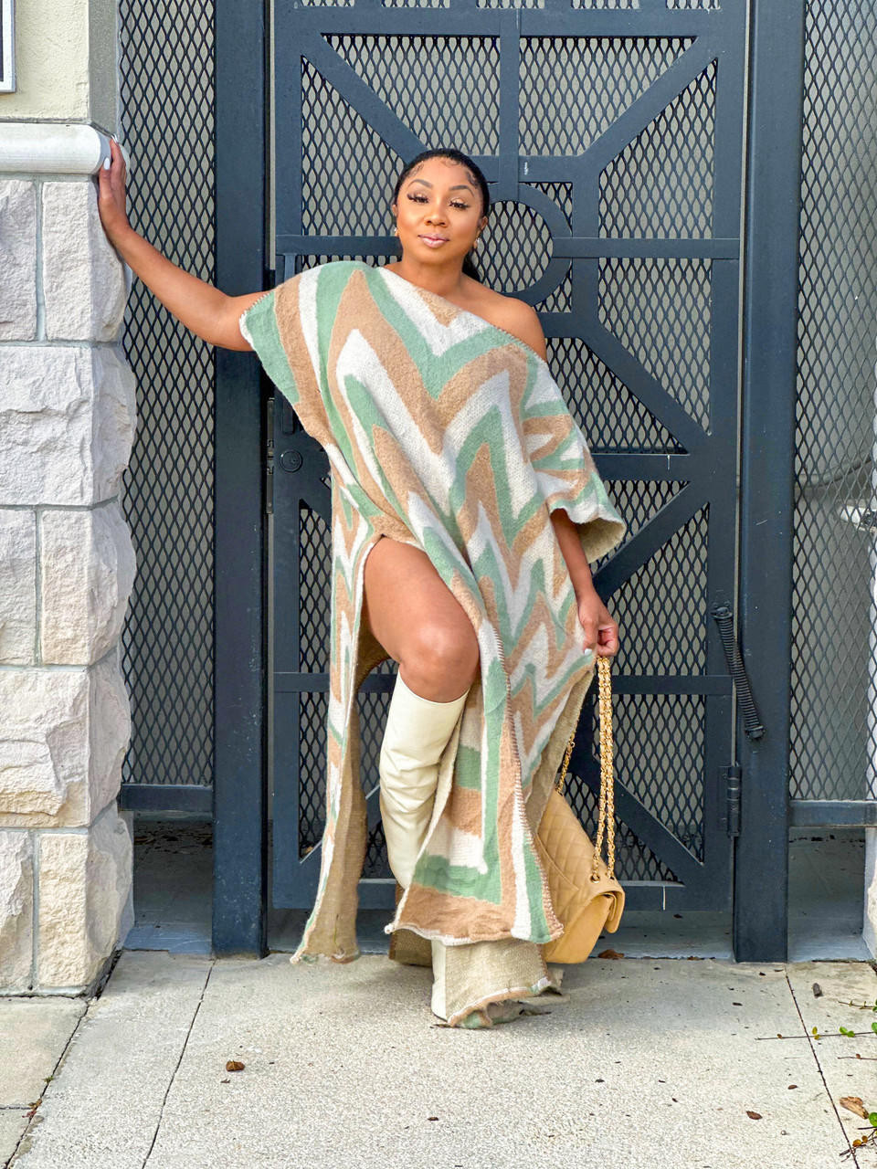 Melaya Long Poncho Mint - House of Tinks