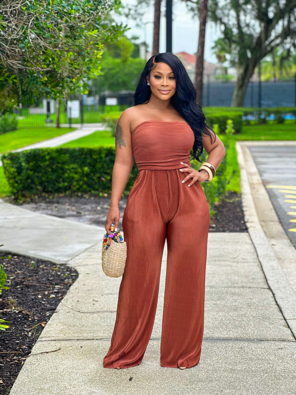 Smooth Cocoa Plisse Jumpsuit - House of Tinks