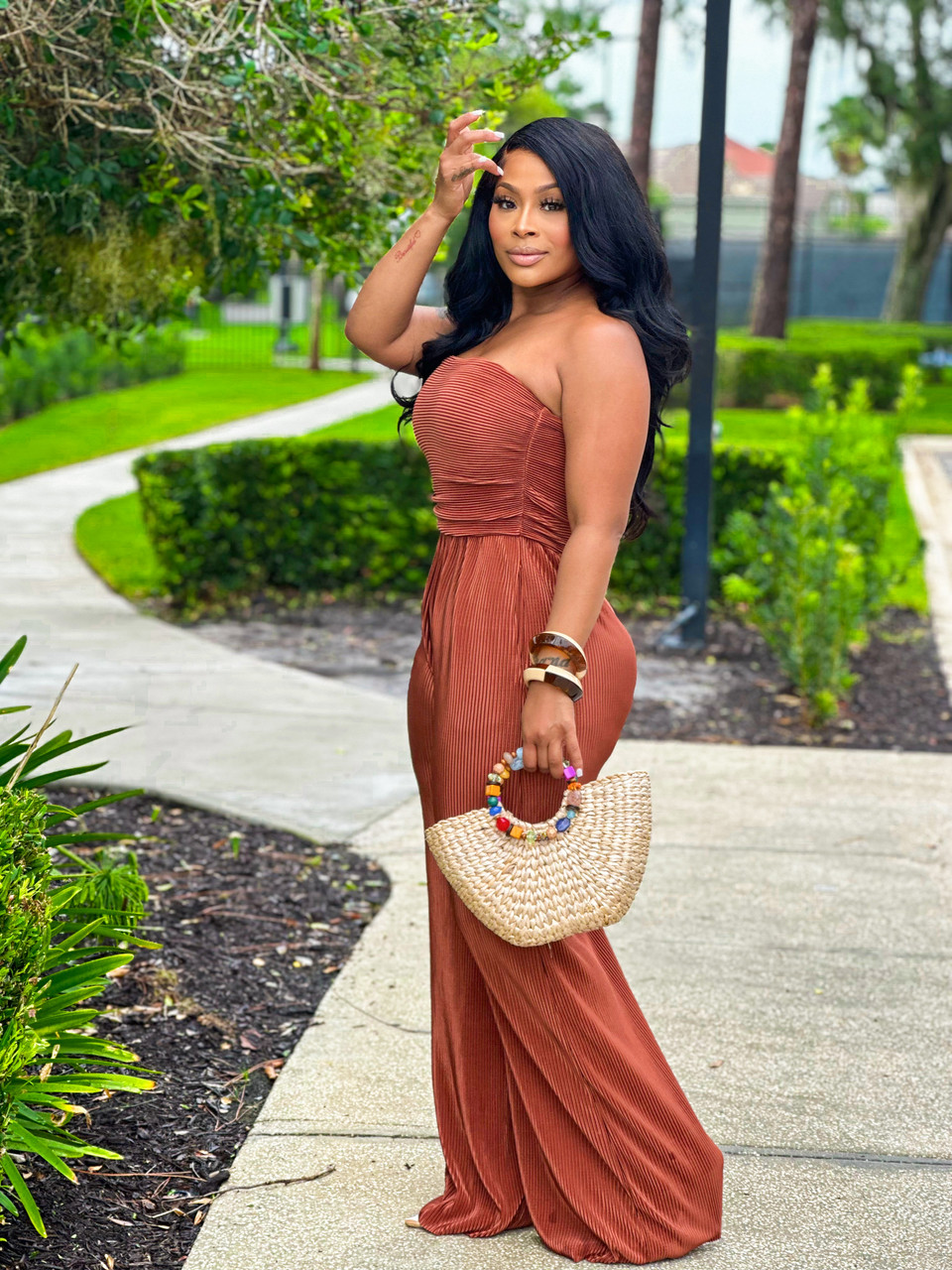 Smooth Cocoa Plisse Jumpsuit - House of Tinks