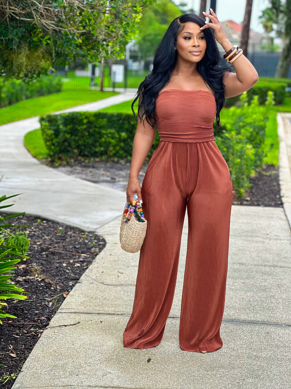 Smooth Cocoa Plisse Jumpsuit - House of Tinks