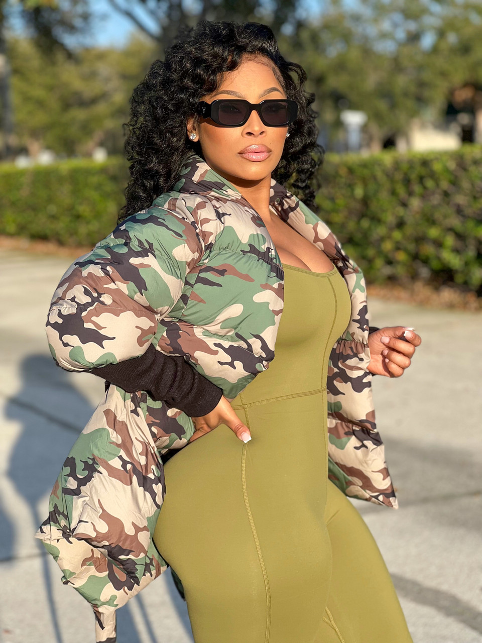Camo Puffer Peplum Jacket - House of Tinks