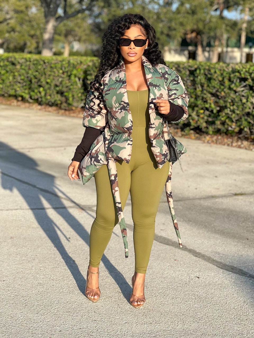 Camo Puffer Peplum Jacket - House of Tinks