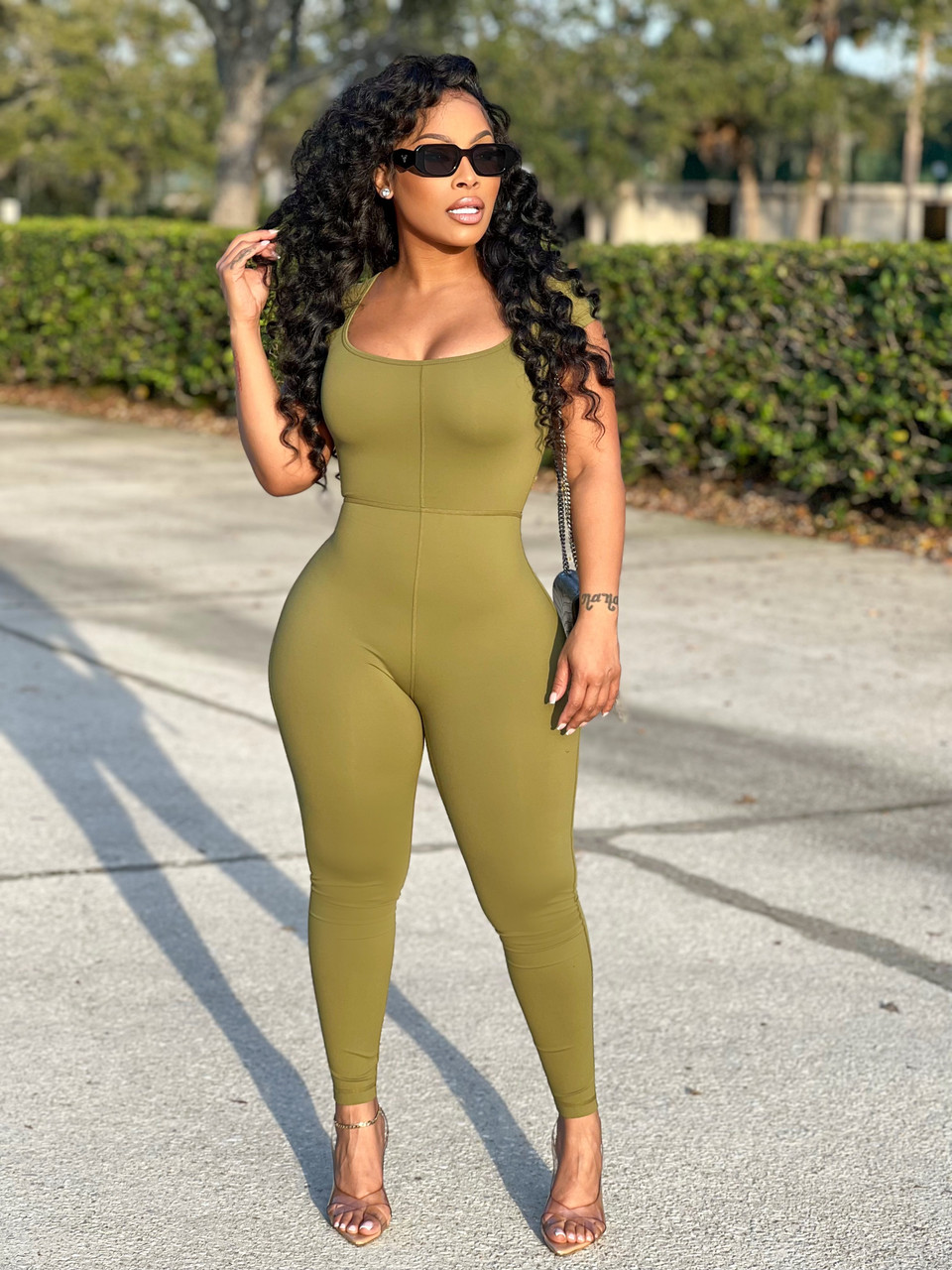 VibeFit Jumpsuit Olive - House of Tinks