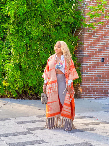 House of Tinkas Kynlee Wool Kimono- Orange 