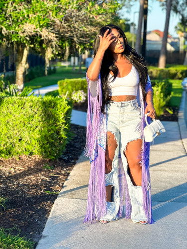 Lilac Valley Fringe Kimono 