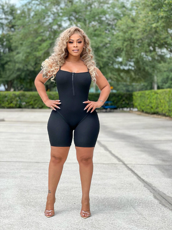 black romper with zipper