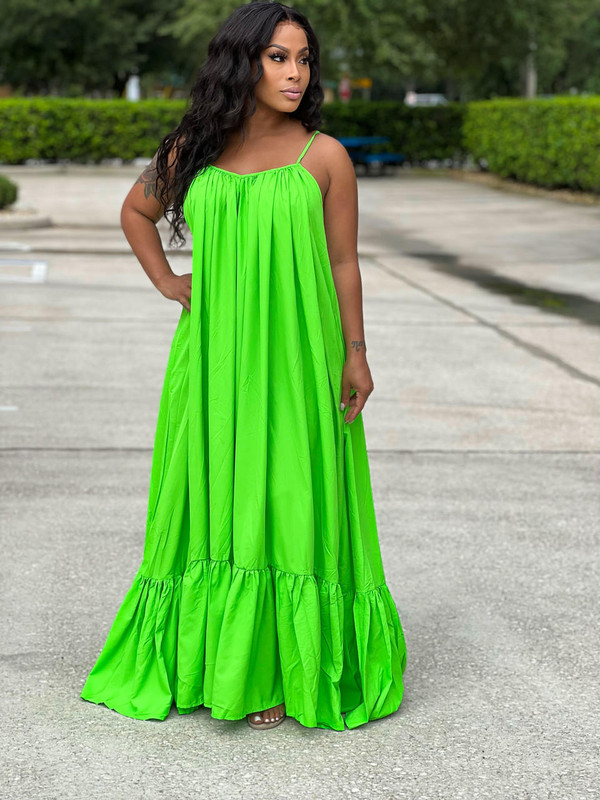 House of Tinkas Summer Fling Maxi Neon Green