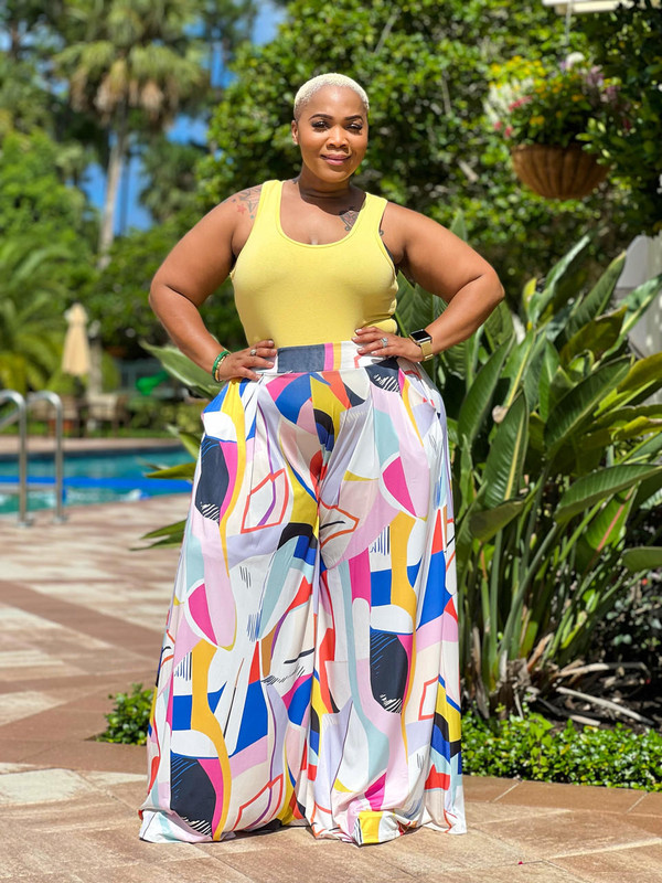 Geneva Extreme Wide Leg Pants-Leaf and Floral (Plus Size) - ShopperBoard