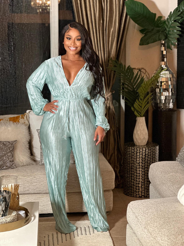 House of Tinkas Pastel Plisse Jumpsuit Mint 