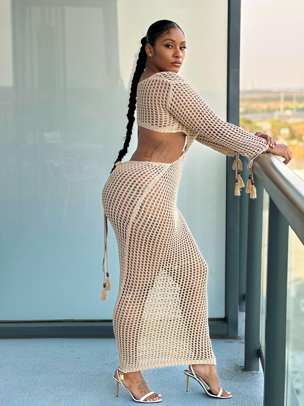 House of Tinkas Bonaire Crochet Maxi Nude 