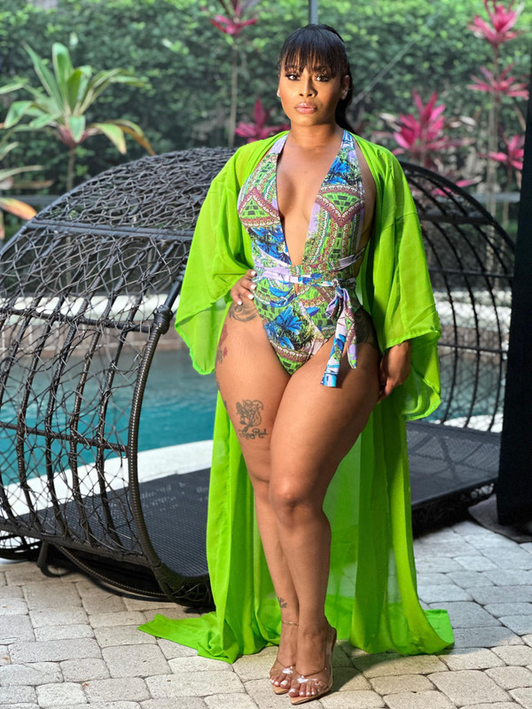 House of Tinkas All You Need Kimono Beach Set Green Plus 