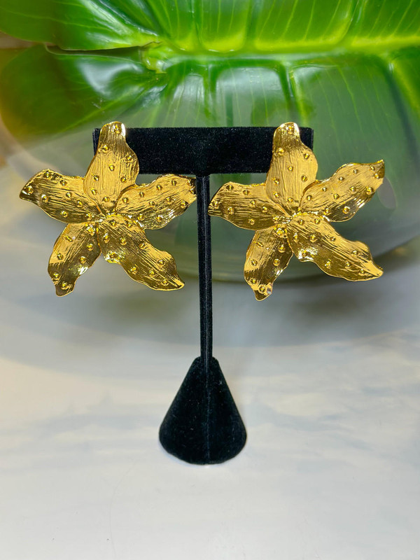 House of Tinkas Gold Floral Nights Earrings 