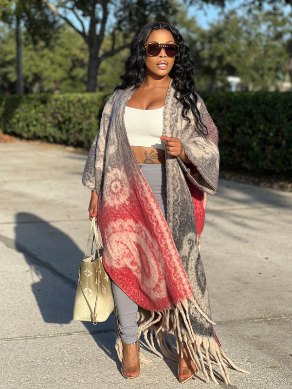 Kynlee Wool Kimono - Red Ships 12/16